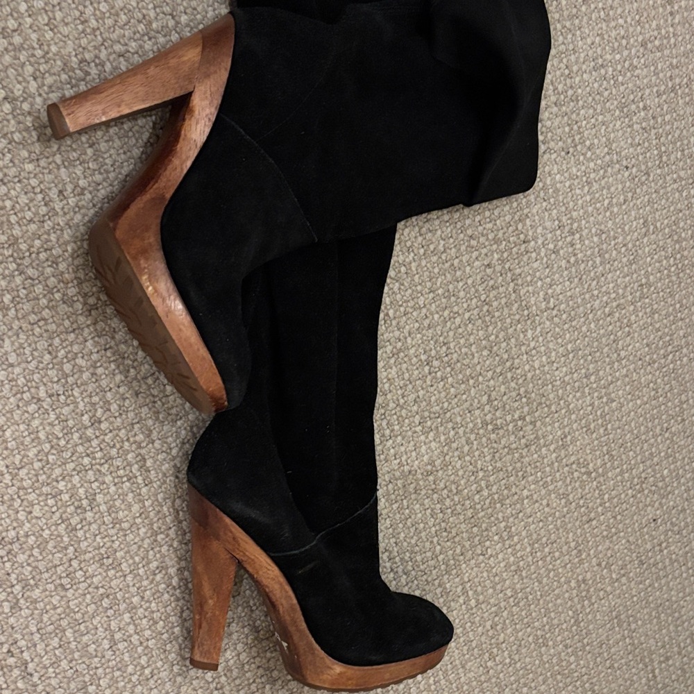 KORS Michael Kors Black and Tan Heeled Boots